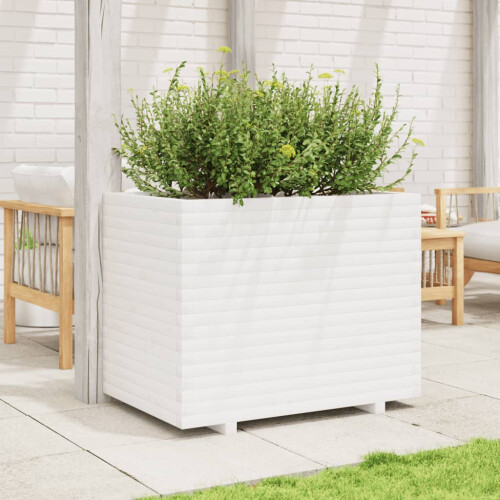 Berkfield Garden Planter White 90x60x72 cm Solid Wood Pine 2