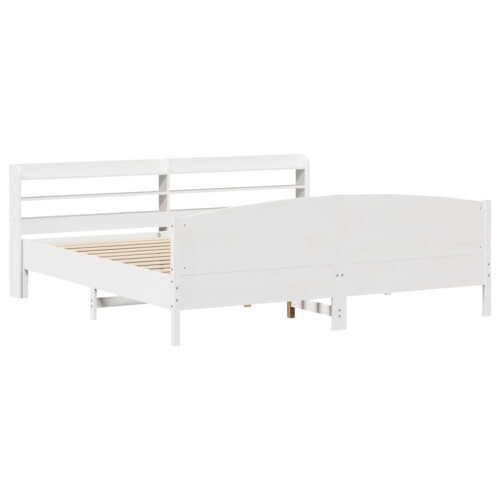 Berkfield Bed Frame without Mattress White 200x200 cm Solid Wood Pine 2