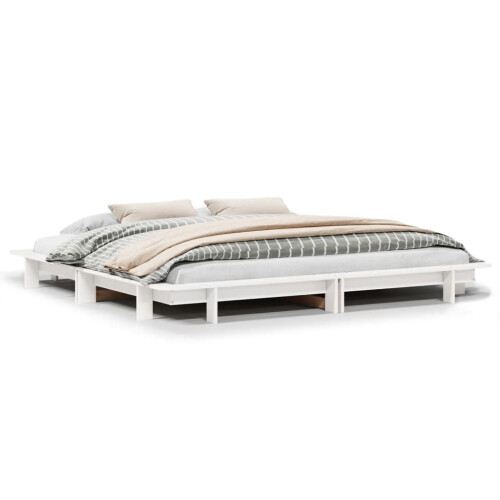 Berkfield Bed Frame without Mattress White 200x200 cm Solid Wood Pine 1