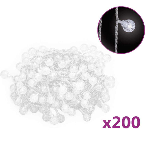 Berkfield Globe Fairy String Lights 20m 200 LED Cold White 8 Function 1