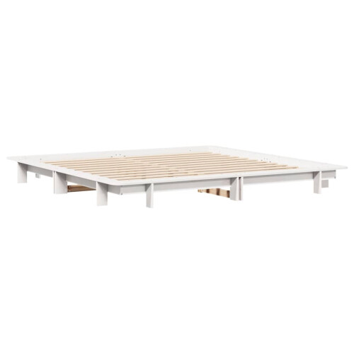 Berkfield Bed Frame without Mattress White 200x200 cm Solid Wood Pine 2