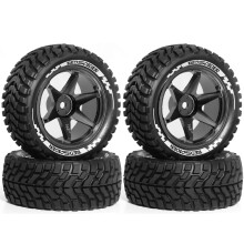 1/10 Aluminum Alloy RC Wheels with Traction Rubber Tires 12mm Hex for Tamiya TT01 TT02 XV02 XV01