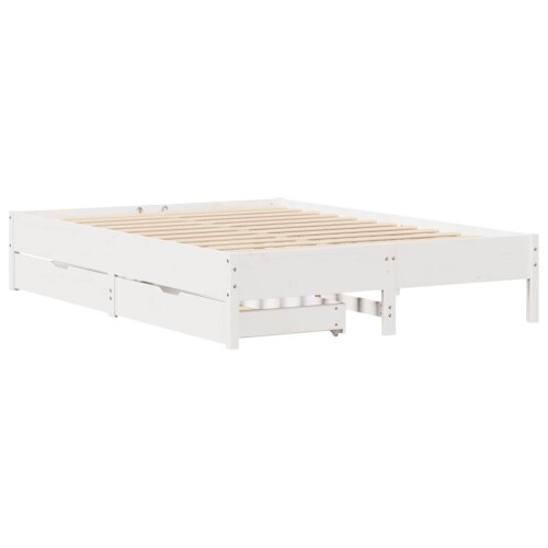 Berkfield Bed Frame without Mattress White 150x200 cm King Size Solid Wood Pine 2
