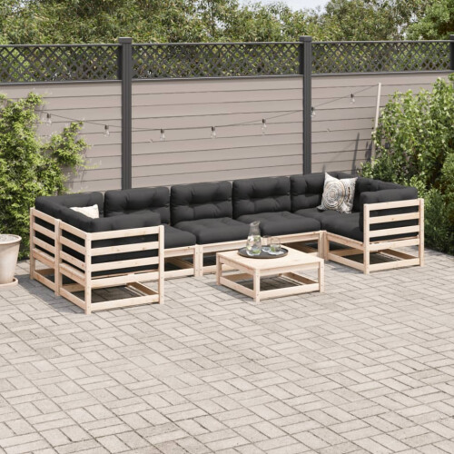Berkfield 8 Piece Garden Sofa Set Solid Wood Pine 2