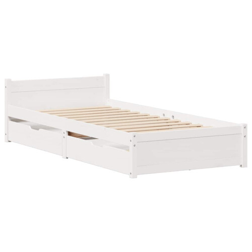 Berkfield Bed Frame without Mattress White 90x190 cm Single Solid Wood Pine 2