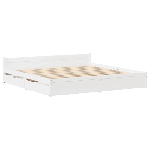 Berkfield Bed Frame without Mattress White 150x200 cm King Size Solid Wood Pine 2