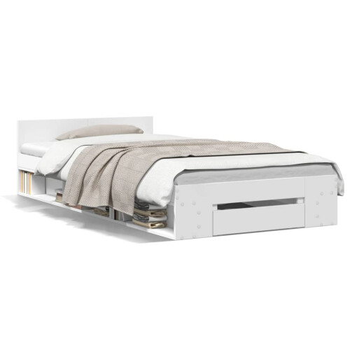 Berkfield Bed Frame with Drawer without Mattress White 75x190 cm Small Single 1