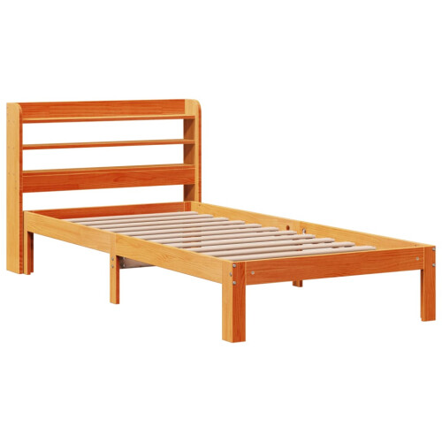 Berkfield Bed Frame without Mattress Wax Brown 100x200 cm Solid Wood Pine 2
