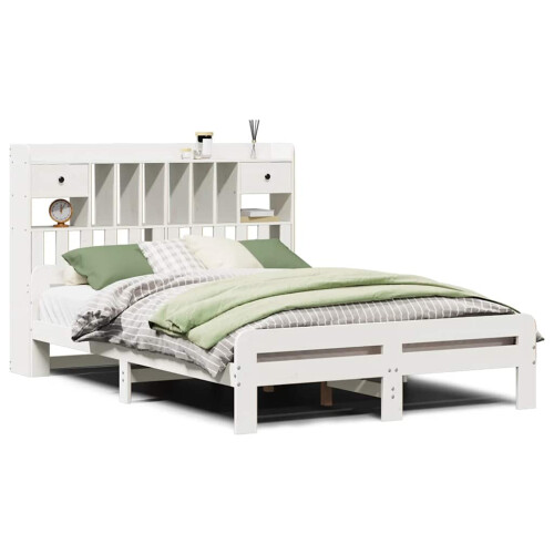 Berkfield Bookcase Bed without Mattress White 140x190 cm Solid Wood Pine 1