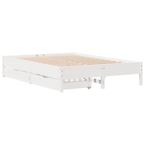 Berkfield Bed Frame without Mattress White 135x190 cm Double Solid Wood Pine 2