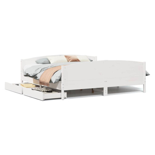 Berkfield Bed Frame without Mattress White 180x200 cm Super King Solid Wood Pine 1