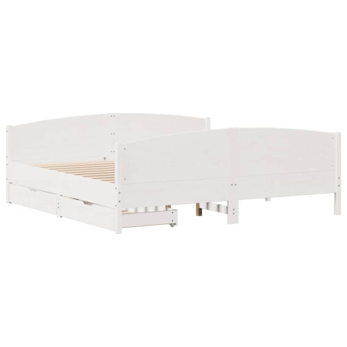Berkfield Bed Frame without Mattress White 180x200 cm Super King Solid Wood Pine 2