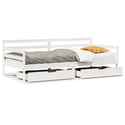 Berkfield Daybed with Drawers without Mattress White 90x200 cm Solid Wood 1