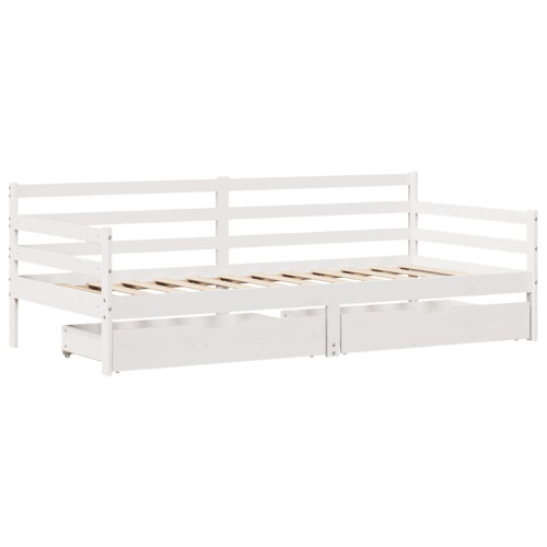 Berkfield Daybed with Drawers without Mattress White 90x200 cm Solid Wood 2