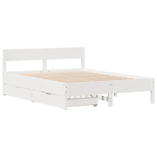 Berkfield Bed Frame without Mattress White 120x190 cm Small Double Solid Wood Pine 2