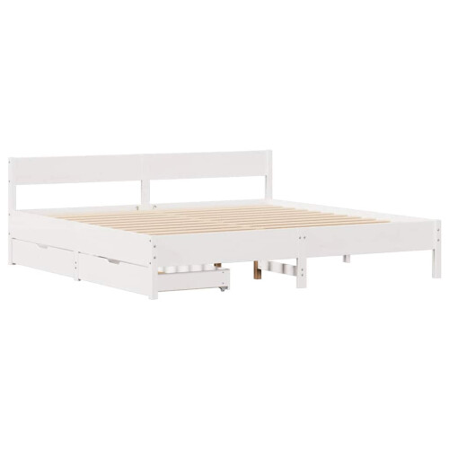 Berkfield Bed Frame without Mattress White 180x200 cm Super King Solid Wood Pine 2