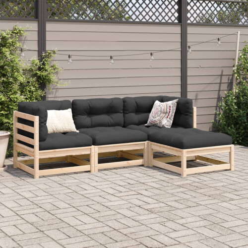 Berkfield 4 Piece Garden Sofa Set Solid Wood Pine 2