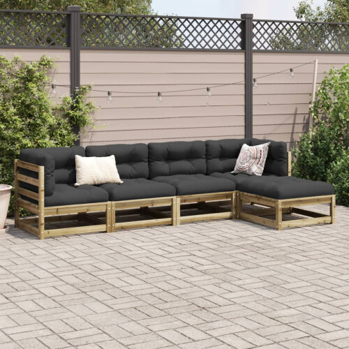 Berkfield 5 Piece Garden Sofa Set Impregnated Wood Pine 2