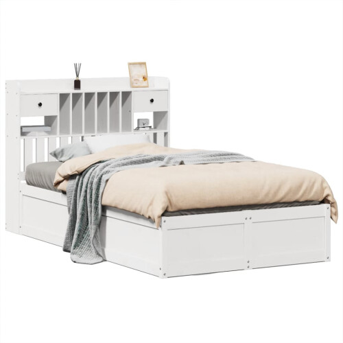 Berkfield Bed Frame without Mattress White 135x190 cm Double Solid Wood Pine 1