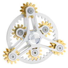 Gear Metal Fidget Spinner for Adults Silver Brass Mini Bike Chain Spinner with Precise Gear Indexing