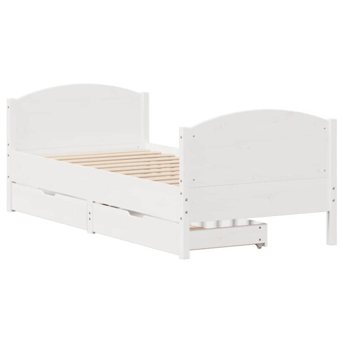 Berkfield Bed Frame without Mattress White 100x200 cm Solid Wood Pine 2