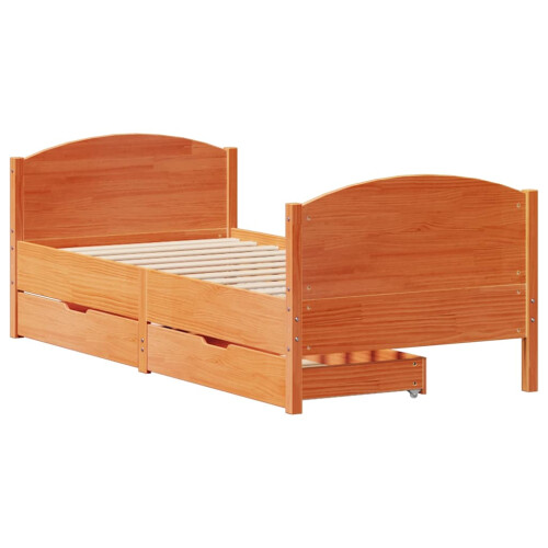 Berkfield Bed Frame without Mattress Wax Brown 75x190 cm Small Single Solid Wood Pine 2