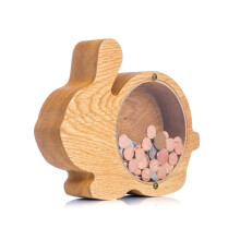 Wooden Bunny Coin Bank for Kids, Rabbit Money Box Gift, Easter Decor, 3 Sizes