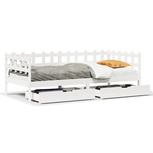 Berkfield Daybed with Drawers without Mattress White 90x190 cm Single Solid Wood 1