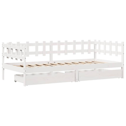 Berkfield Daybed with Drawers without Mattress White 90x190 cm Single Solid Wood 2