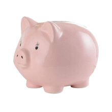 Pink Ceramic Piggy Bank for Adults Large Capacity Coin Money Box Cute Pig Design Savings Gift