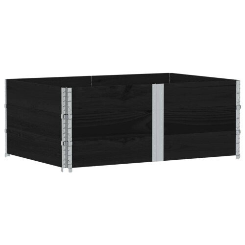 Berkfield Pallet Collars 3 pcs Black 150x100 cm Solid Wood Pine 1