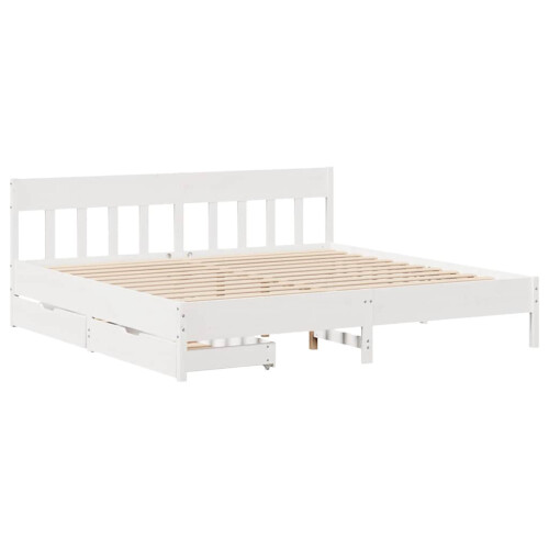 Berkfield Bed Frame without Mattress White 180x200 cm Super King Solid Wood Pine 2