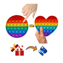 Rainbow Pop It Fidget Toy Set with Simple Dimple Keychain, 2‑Piece Stress Relief Gift Pack