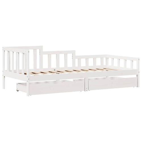 Berkfield Daybed with Drawers without Mattress White 80x200 cm Solid Wood 2
