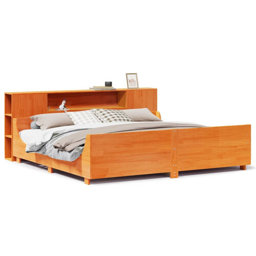Berkfield Bed Frame without Mattress Wax Brown 200x200 cm Solid Wood Pine 1