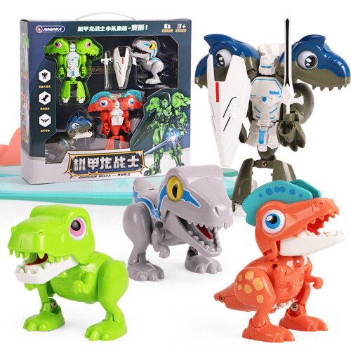 4PCS Mini Dinosaur Figures Set, Multicolor Transformable Desk Ornaments for Home and Office Decor