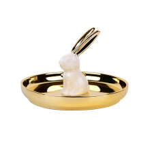 Rabbit Ring Holder for Jewelry Rings, Ceramic Bunny Dish Tray with Secure AntiSlip Base, Gift Ready