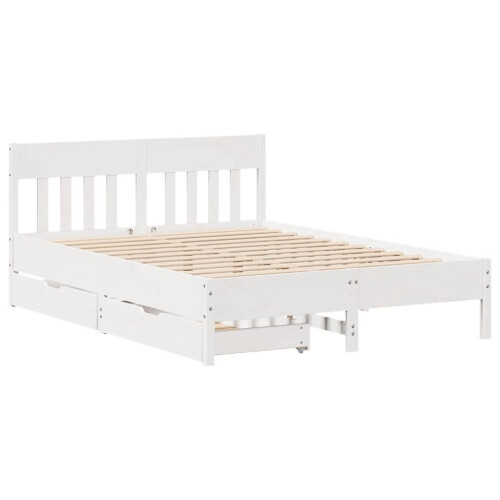 Berkfield Bed Frame without Mattress White 135x190 cm Double Solid Wood Pine 2