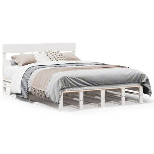 Berkfield Bed Frame without Mattress White 150x200 cm King Size Solid Wood Pine 1