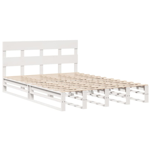 Berkfield Bed Frame without Mattress White 150x200 cm King Size Solid Wood Pine 2