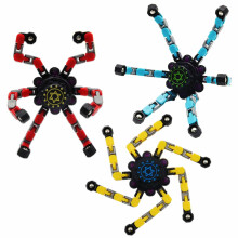 Transformable Chain Robot Fidget Spinner Toy Set 3 Colors Red Yellow Blue 360 Fingertip Gyro for Kids