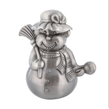 Snowman Shaped Piggy Bank Silver Zinc Alloy Coin Bank Handmade Metal Craft Money Jar for Kids Adults