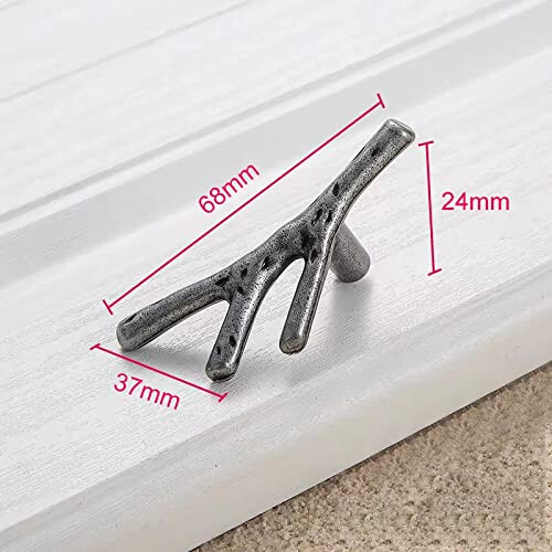 10Pcs Silver Cabinet Knobs and Drawer Pull Handles, Modern Tree Branch Design, Easy Singlehole Installation 1