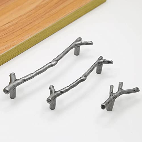 10Pcs Silver Cabinet Knobs and Drawer Pull Handles, Modern Tree Branch Design, Easy Singlehole Installation 2