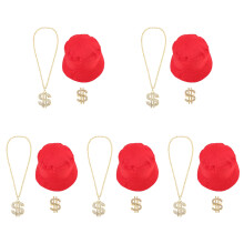5Sets Hip Hop Sieraden Set Met Bucket Hoed, Ring En Ketting Feest