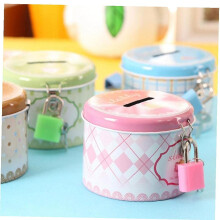 Cartoon Piggy Bank for Kids, Round Coin Box with Secure Lock, Cute Gift Idea