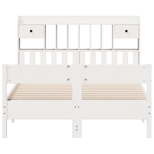 Berkfield Bookcase Bed without Mattress White 135x190cm Double Solid Wood Pine 2