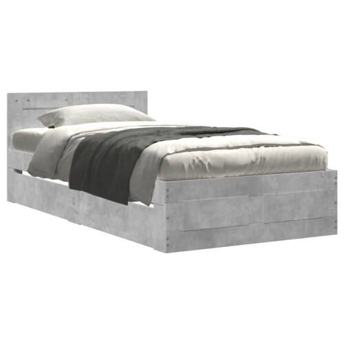 Berkfield Bed Frame with Headboard without Mattress Concrete Grey 75x190 cm Small Single 1