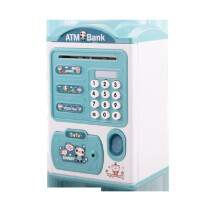 Kids Electronic Piggy Bank with Fingerprint Lock, Large Capacity Blue Money Safe Box for Coins and Cash