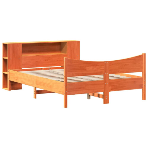 Berkfield Bed Frame without Mattress Wax Brown 140x190 cm Solid Wood Pine 2